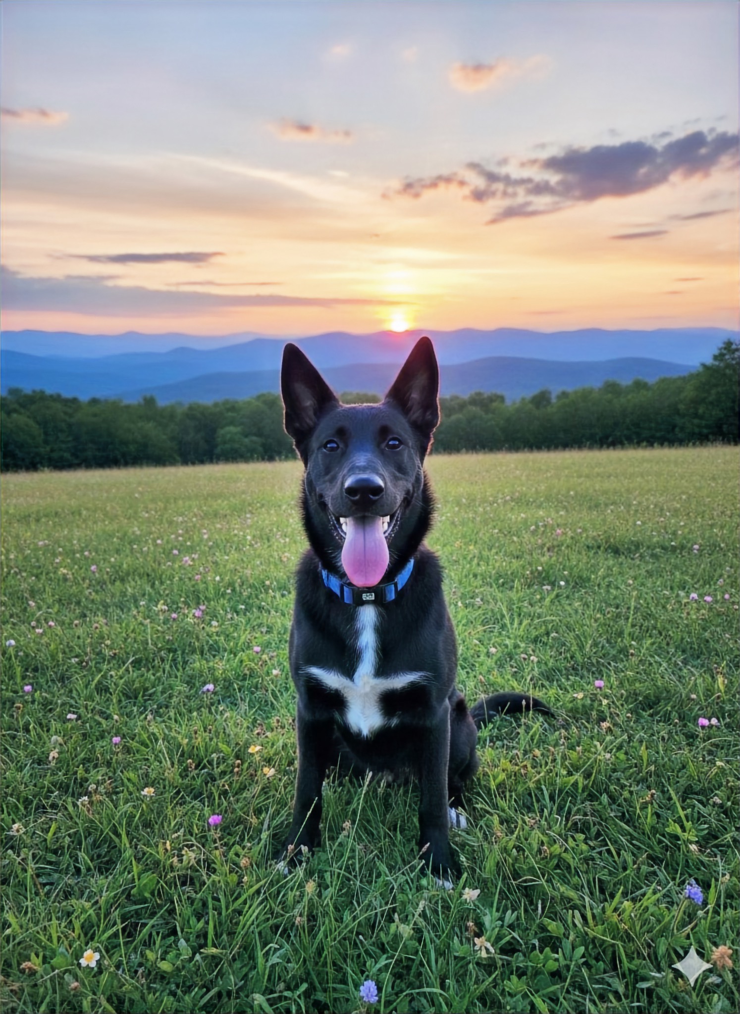 Onyx near the Blue Ridge Mountains with an outdoor expedition backdrop